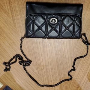 Coach quilted black leather crossbody black EUC